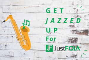 get jazzed up for JustFOIA graphic with a saxaphone