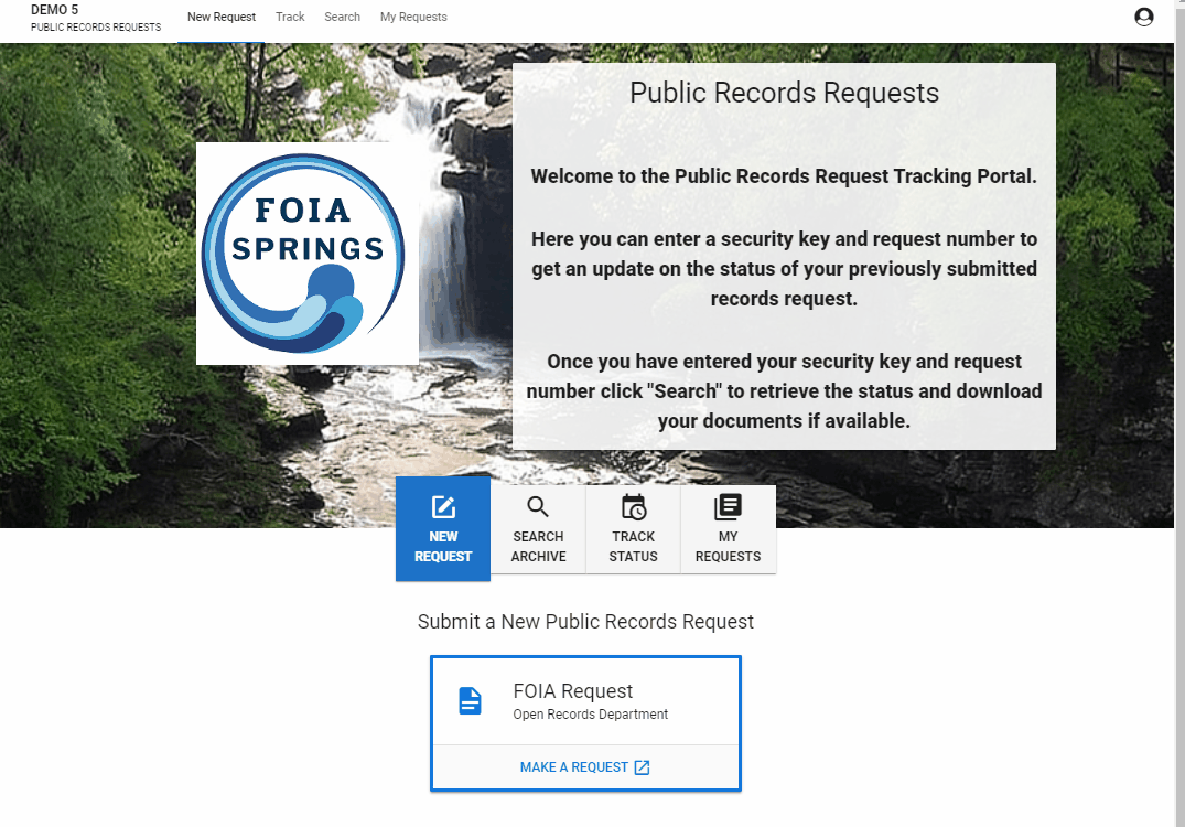 JustFOIA's Public Portal Overview gif