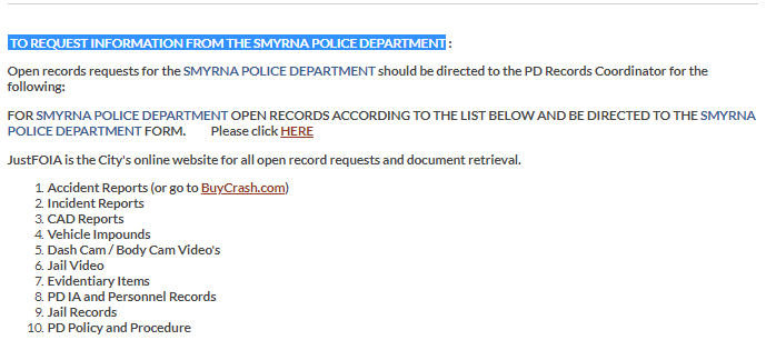 How to Request Information from the city's Police Department