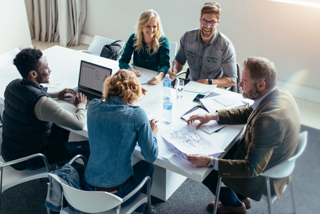 group of office workers at table