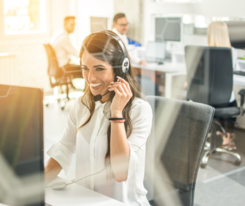 female employee on a call