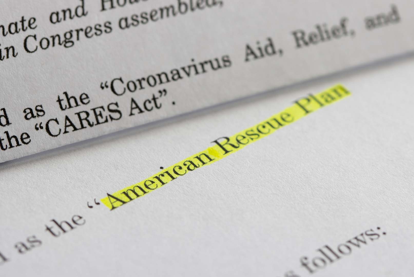 American rescue plan text on paper