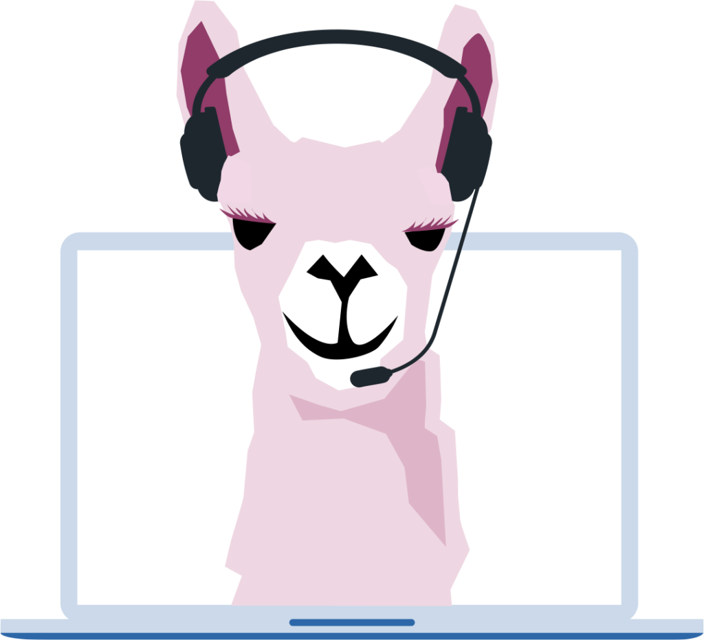 customer support llama with headset