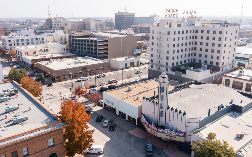 Bakersfield CA downtown aerial view