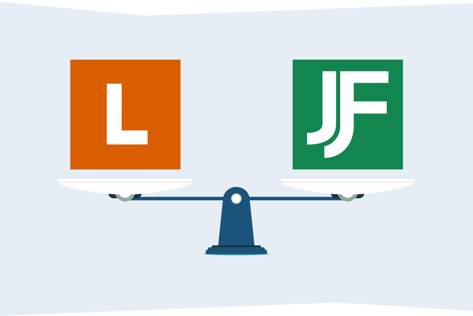 a scale holding Laserfiche and JustFOIA logos