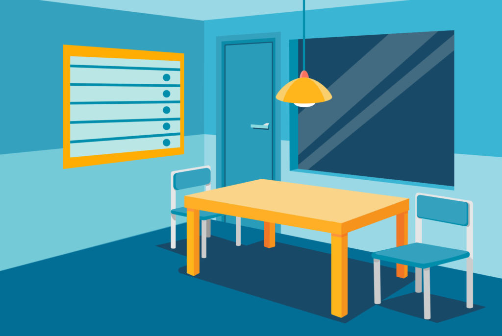 Interrogation room in police station illustration