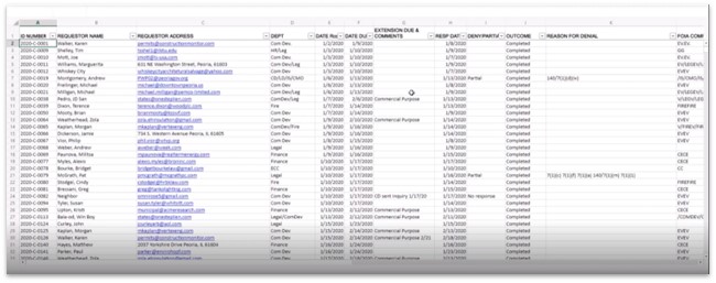 Excel file view for process