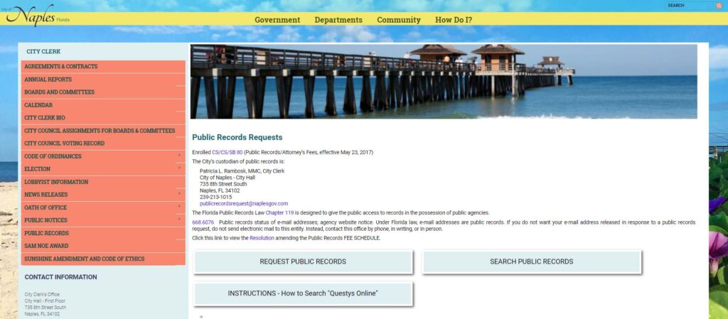 2023 Naples FL records requests forms