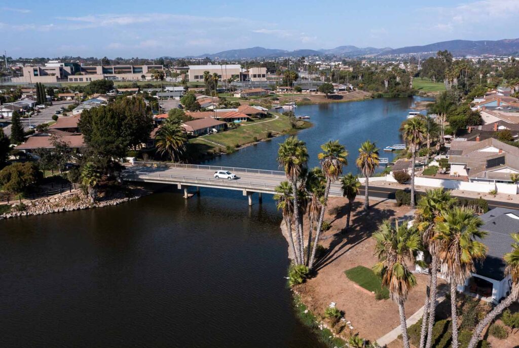 Afternoon view of Lake San Marcos in San Marcos, California